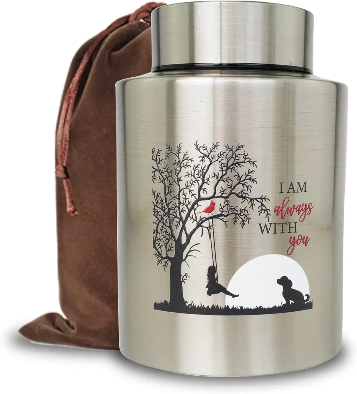 Stainless Steel Pet Memorial Urn for Cats & Small Dogs with Secure Lid Keepsake