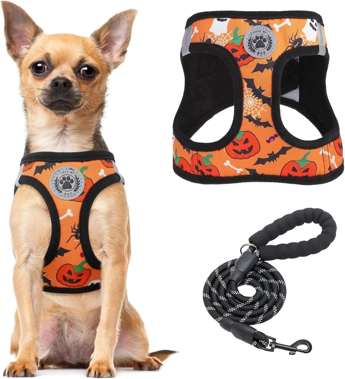 Step-In Dog Harness & Leash Set in Various Patterns – Reflective No Pull (XS- XL)