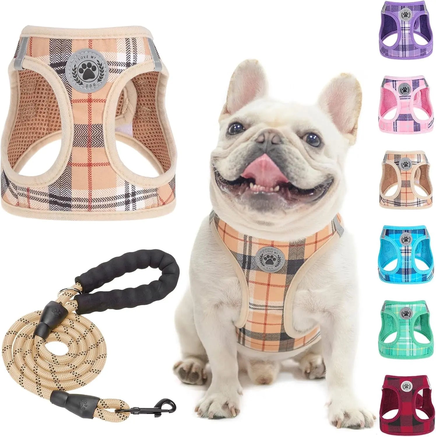 Step-In Dog Harness & Leash Set in Various Patterns – Reflective No Pull (XS- XL)