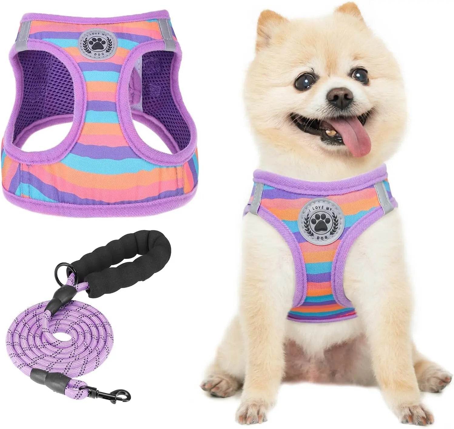 Step-In Dog Harness & Leash Set in Various Patterns – Reflective No Pull (XS- XL)