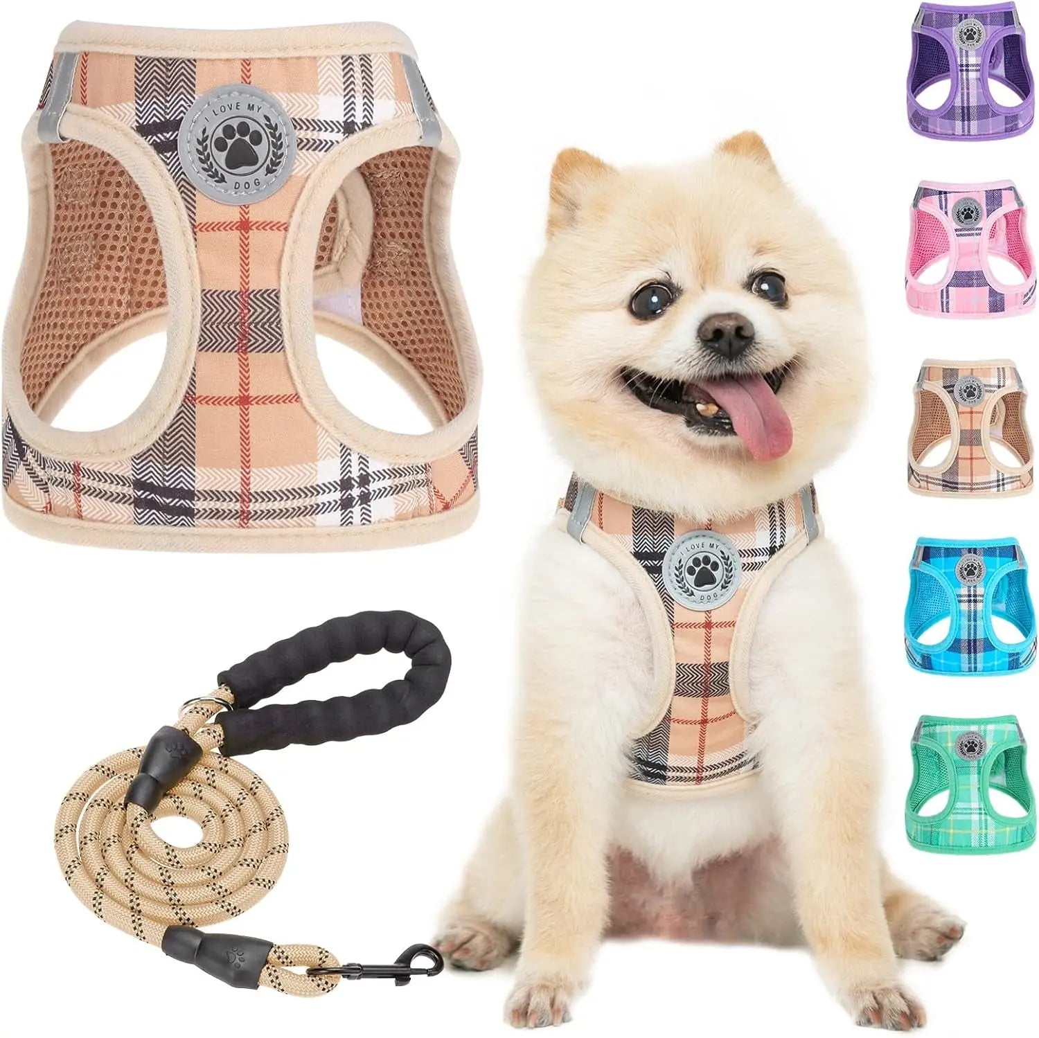 Step-In Dog Harness & Leash Set in Various Patterns – Reflective No Pull (XS- XL)