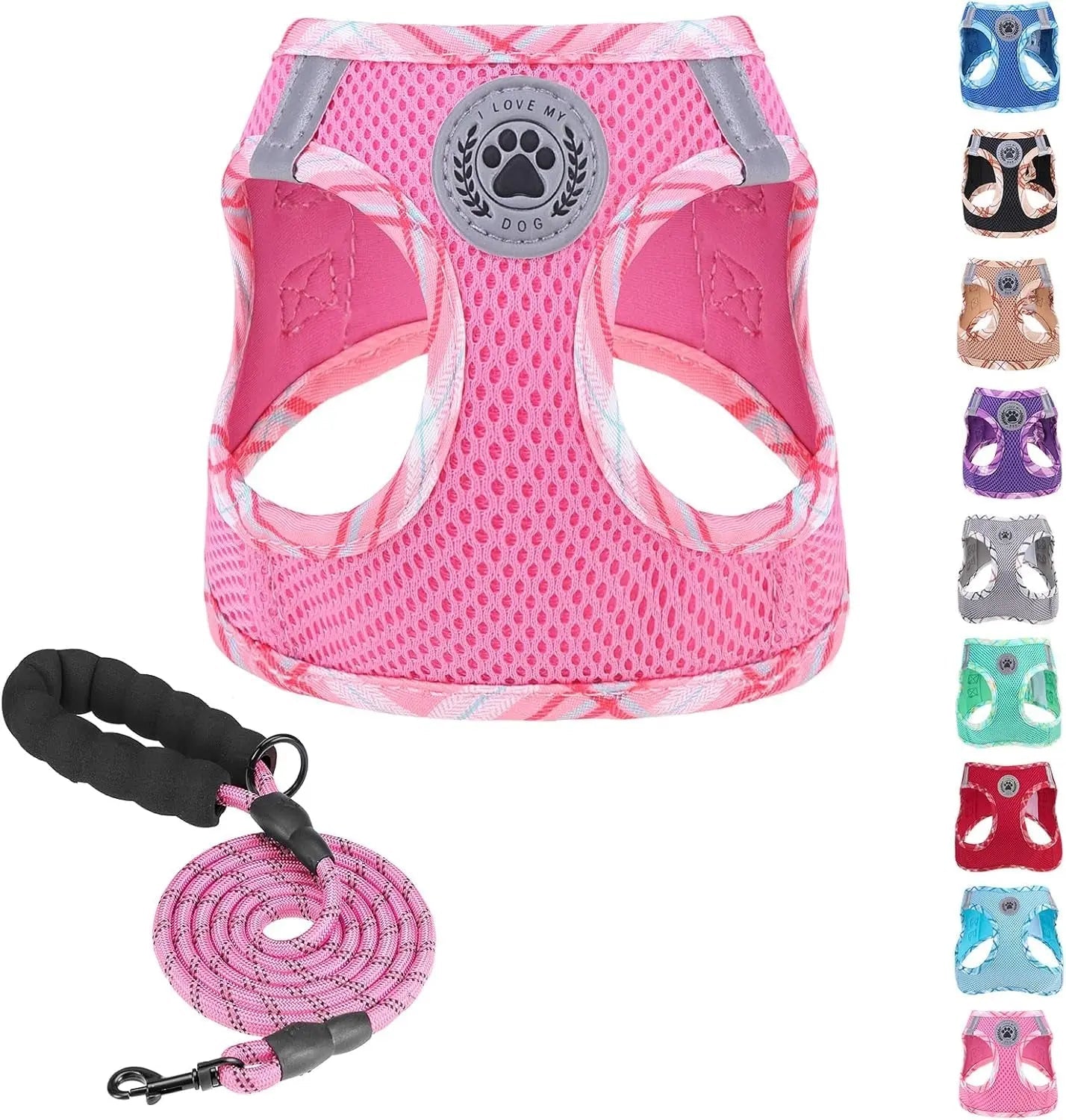 Step-In Dog Harness & Leash Set in Various Patterns – Reflective No Pull (XS- XL)