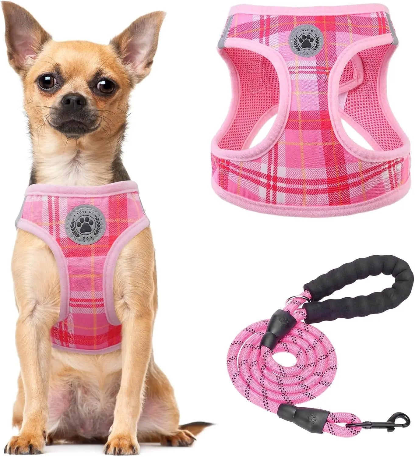 Step-In Dog Harness & Leash Set in Various Patterns – Reflective No Pull (XS- XL)