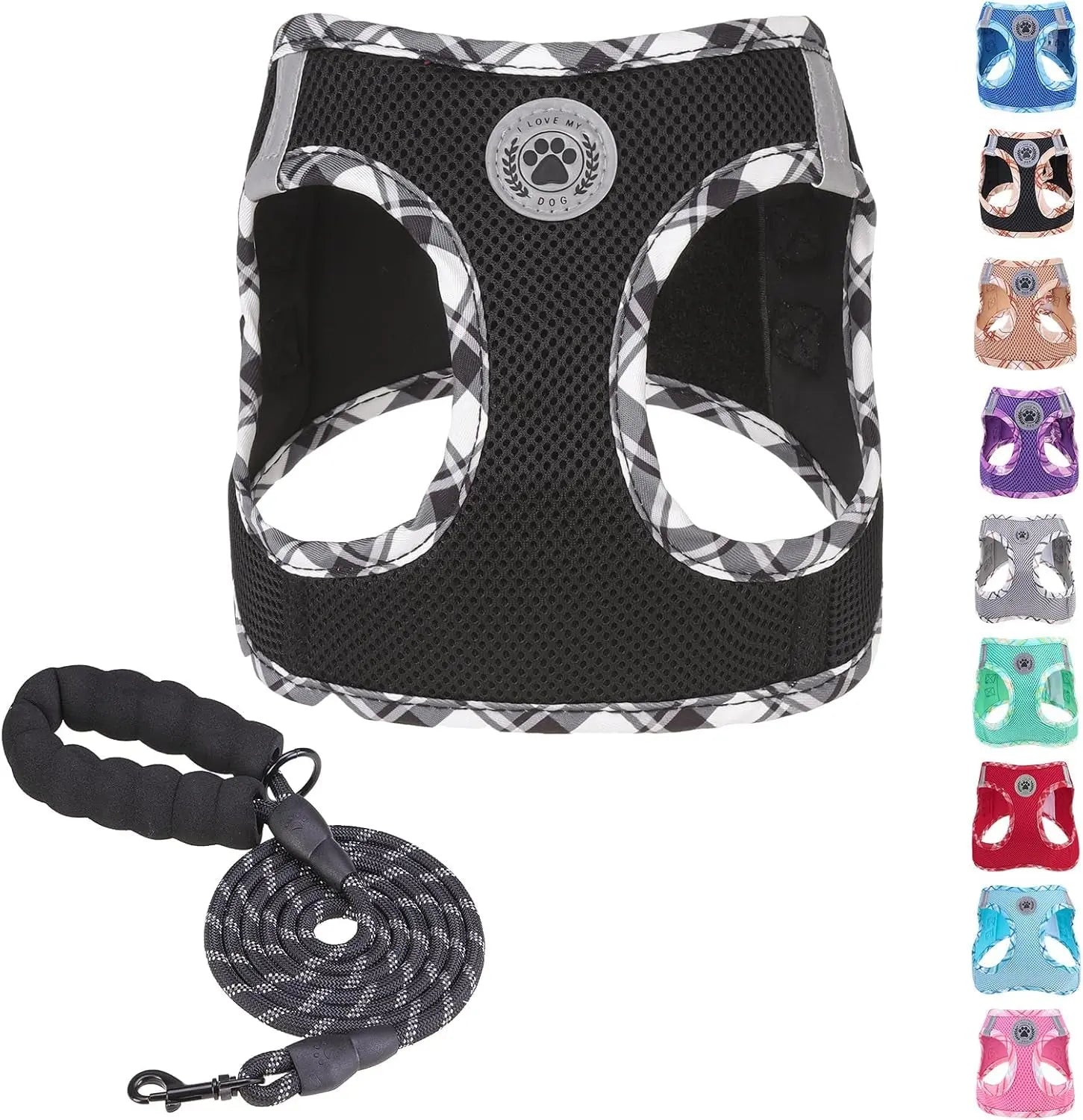 Step-In Dog Harness & Leash Set in Various Patterns – Reflective No Pull (XS- XL)