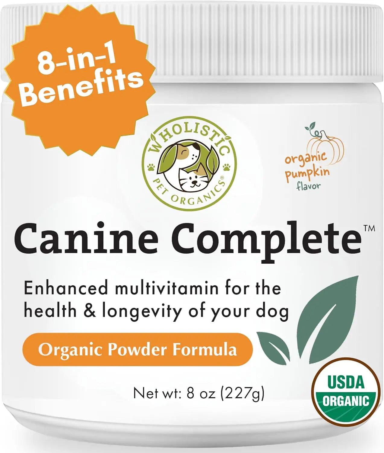 Wholistic Pet Organics Canine Complete 1lb Dog Multivitamin Powder 45 Scoops