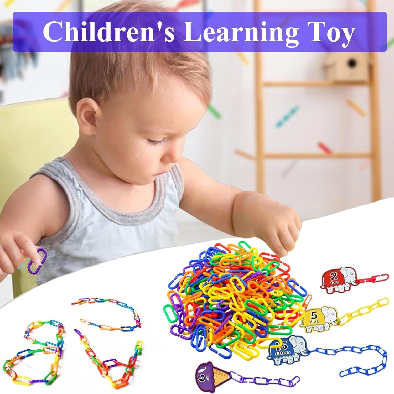 200Pcs Rainbow C-Clips Plastic Chain Links for Birds & Small Pets | Non-Toxic Safe & Durable. Chew-Resistant for Indoor/Outdoor. C-Clip Snaps Together Easily. Plastic Chain Toy for Small Pets