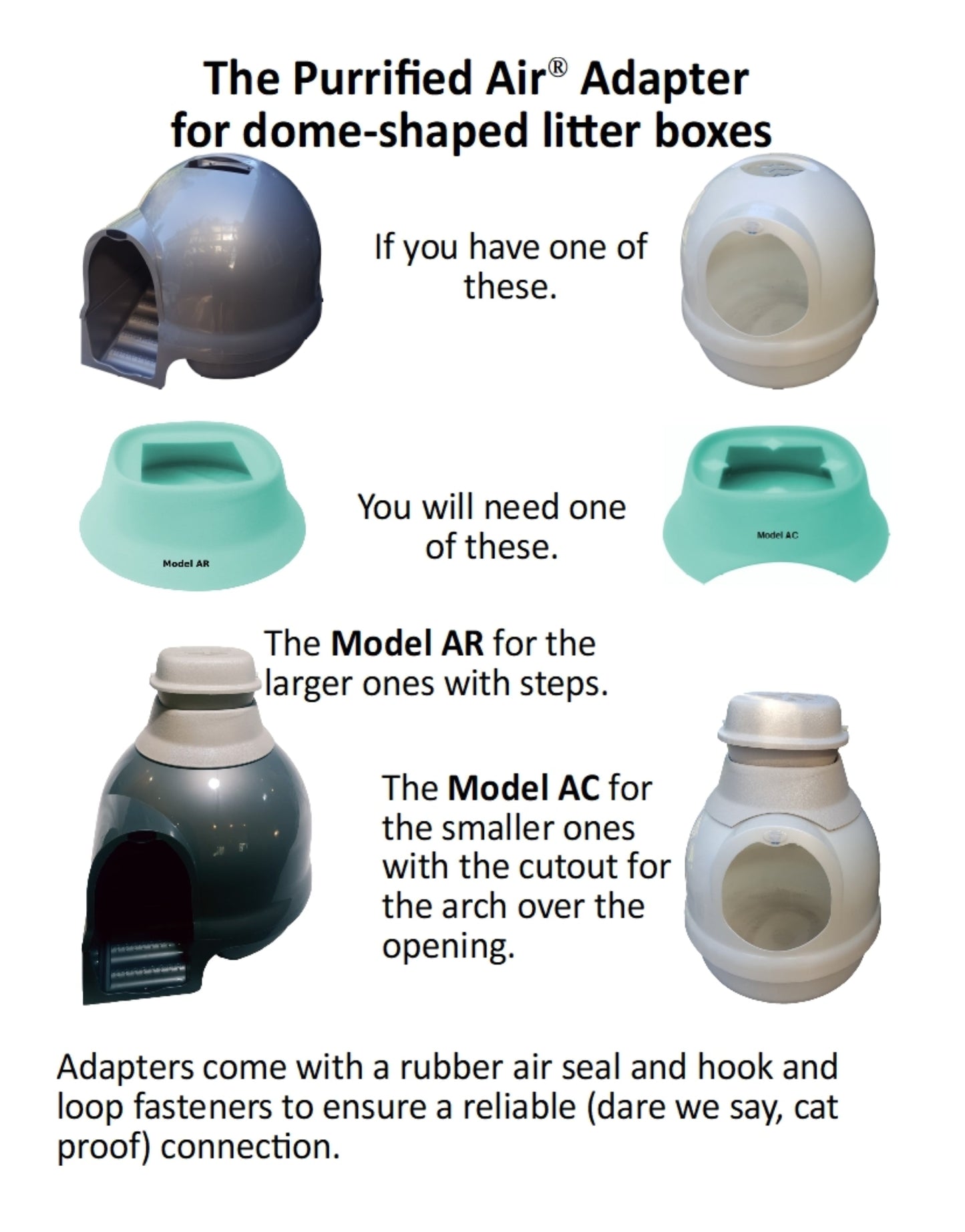 Dome Adapters for Booda Covered Litter Boxes