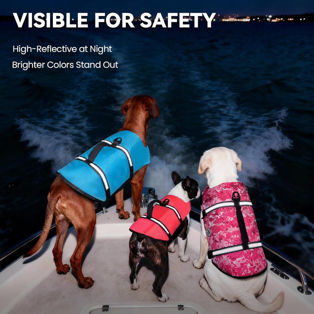 Dog Life Vest Rip Stop Dog Swim Vest, M, Blue | High Visibility Ripstop for Puppy Cat Doggy, Life Jacket with Handle & Leash Ring for Boating & Swimming