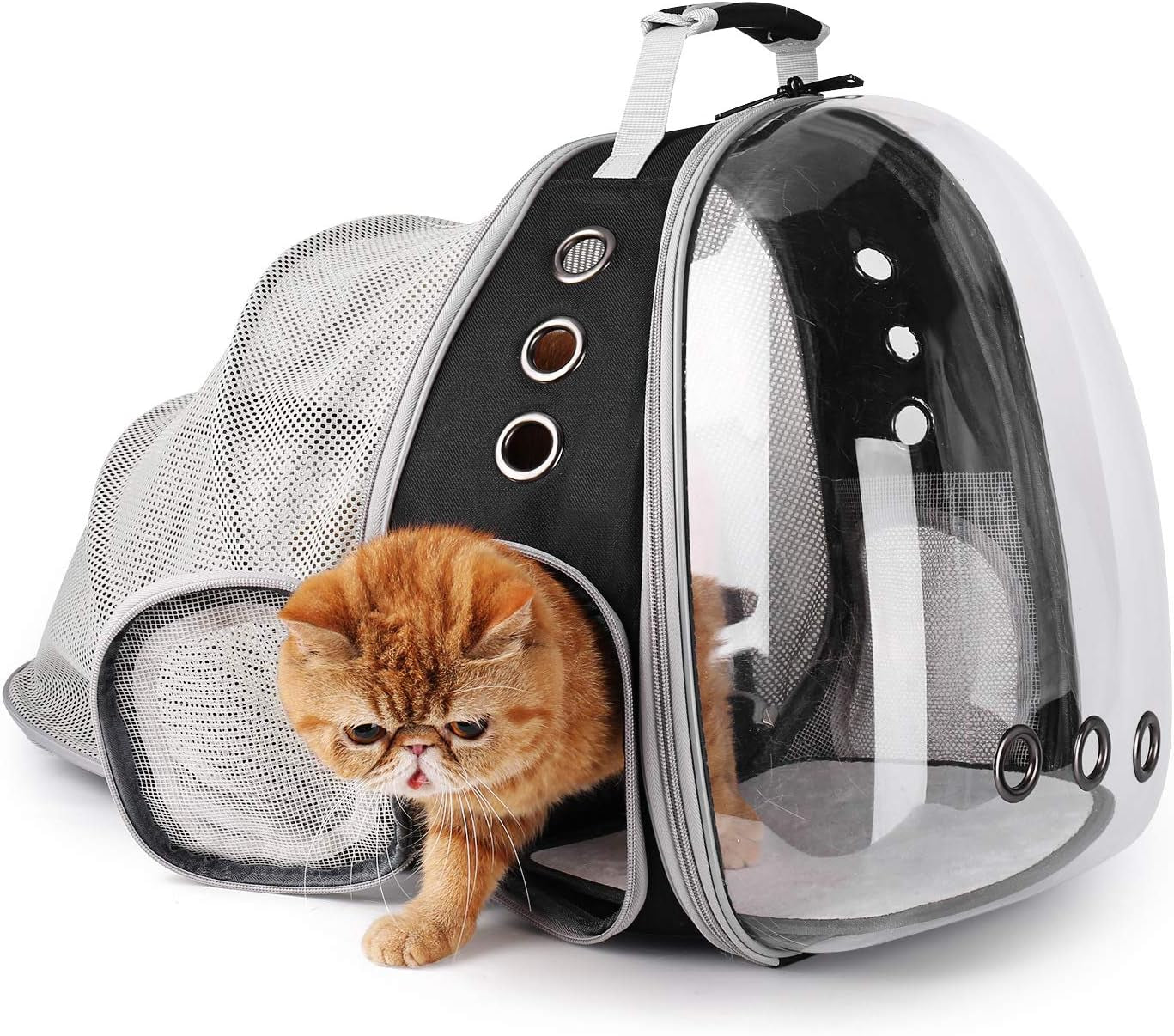 Cat Carrier Backpack, Expandable Bubble Pet Carrier for Cats and Small Dogs, Airline Approved Travel Backpack for Hiking, Walking & Outdoor Adventures - Supports up to 14 Lbs