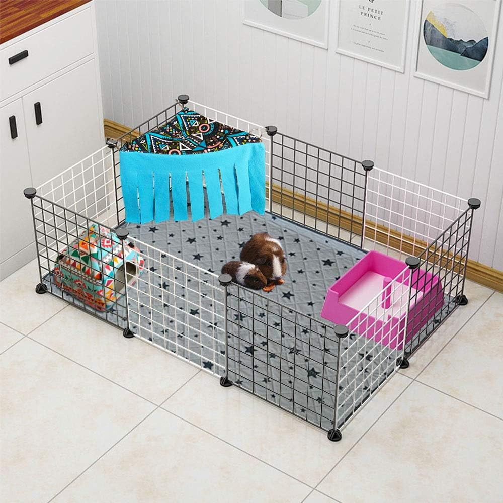 Guinea Pig Hideout Hideaway Corner Fleece Toys Cage Accessories | Reversible Sides | Soft Fleece Fabric | Come with Hooks | Guinea Pig Hammock for Small Animals | Blue, Triangle