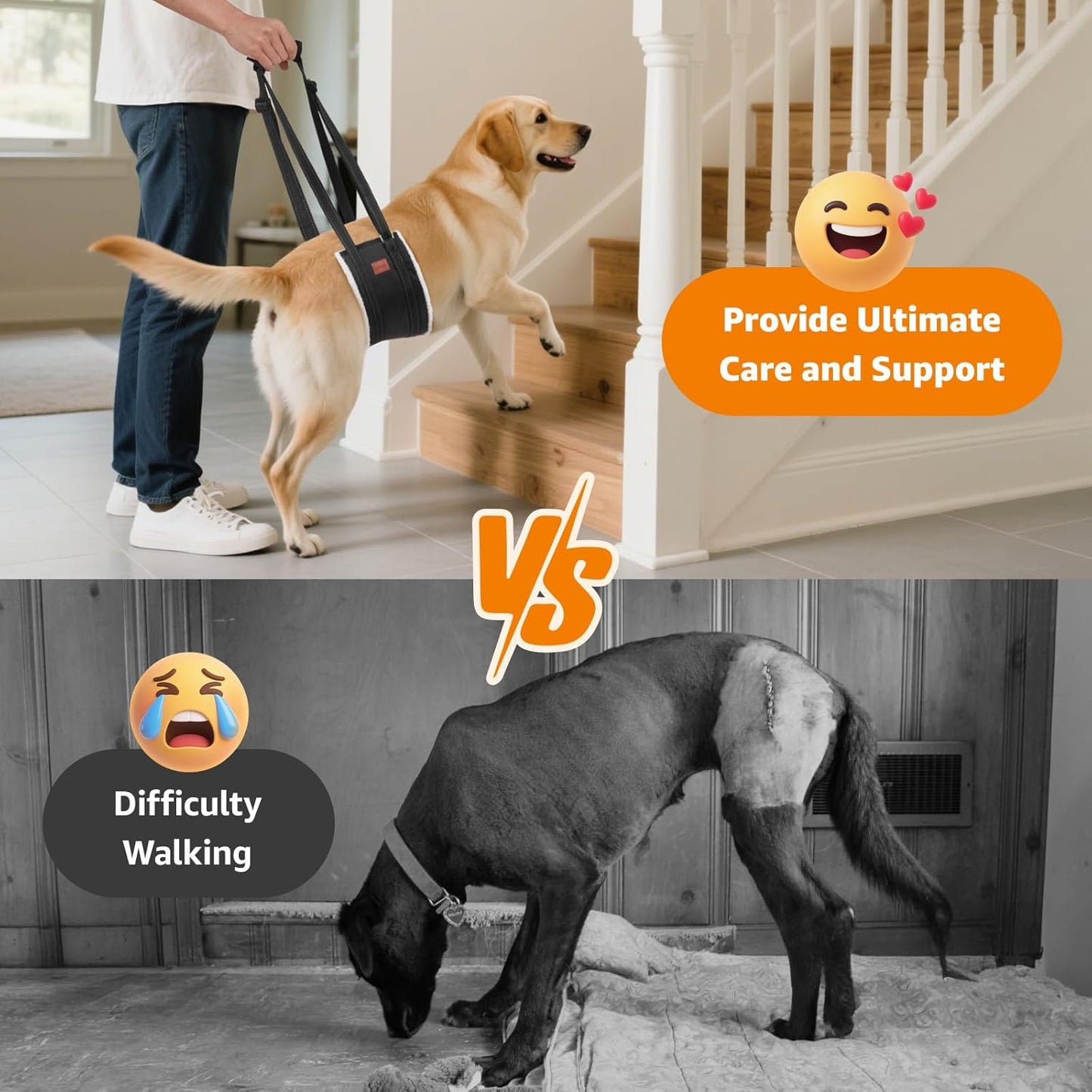 Adjustable Dog Sling for Large Dogs Hind Leg Support ACL Recovery | Walking & Stair Assistance, Senior Dog Mobility, Padded Comfort, Adjustable Fit, Lightweight Nylon, Soft Plush Lining