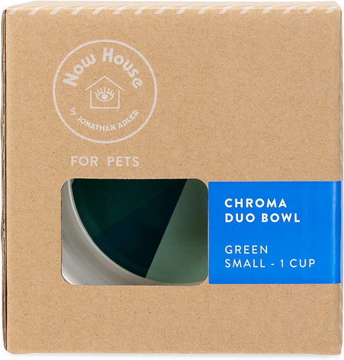 Now House for Pets by Jonathan Adler Green "Chroma" Duo Bowl, Small | Dishwasher Safe, Easy to Clean Dog Bowl with Anti-Skid Lid | Dual Functionality Bowl for Dogs for Storage or Travel