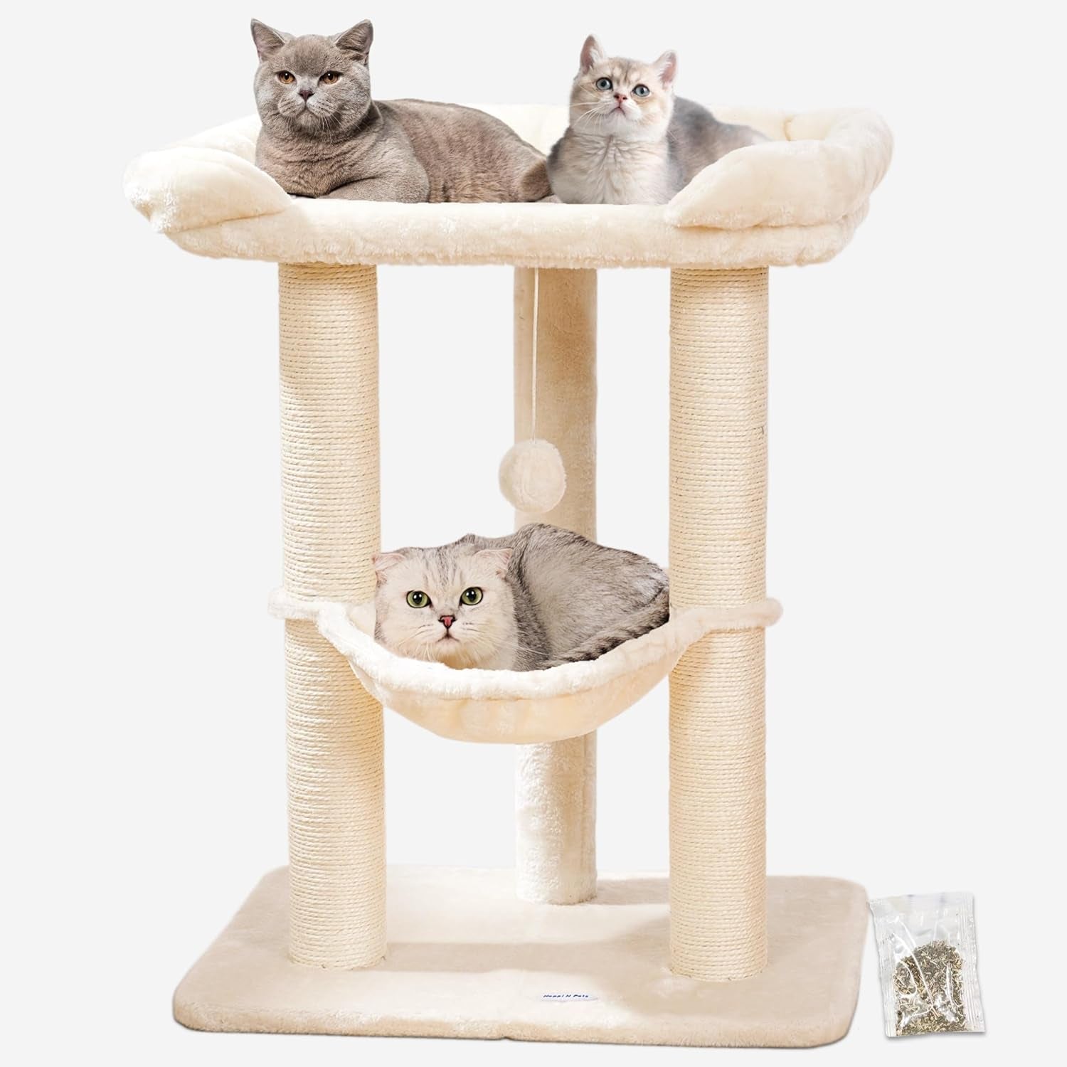 28-Inch Cat Tree for Large Cats | Window Perch, Hammock & Scratching Post