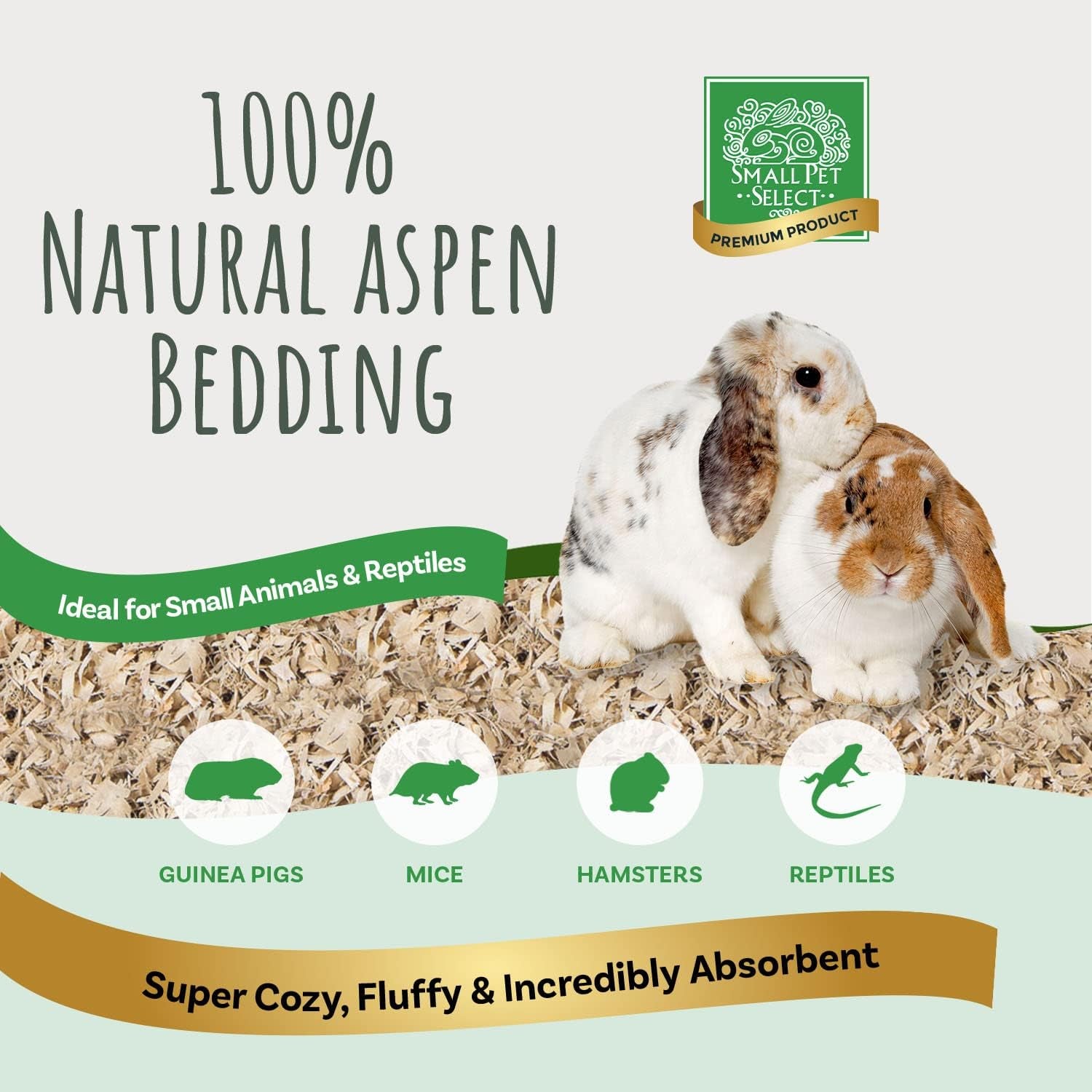 Premium Natural Aspen Bedding, Animal Bedding for Small Indoor and Outdoor Pets, Made in the USA, Jumbo Size 282 L (2 Pack, 141 L Each) | Natural Wood Bedding, Low Dust, Made in USA, for Indoor & Outdoor Small Pets, Two 141 L Bags, 282 L Total
