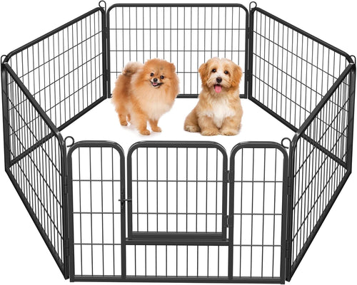 Yaheetech 24" H 6-Panel Extra Wide Dog Playpen W/Door for Indoor Outdoor | Heavy Duty Metal Frame, Secure Latch Gate, Tool-Free Assembly, Portable for Yard RV Camping, Ideal for Small & Medium Pets
