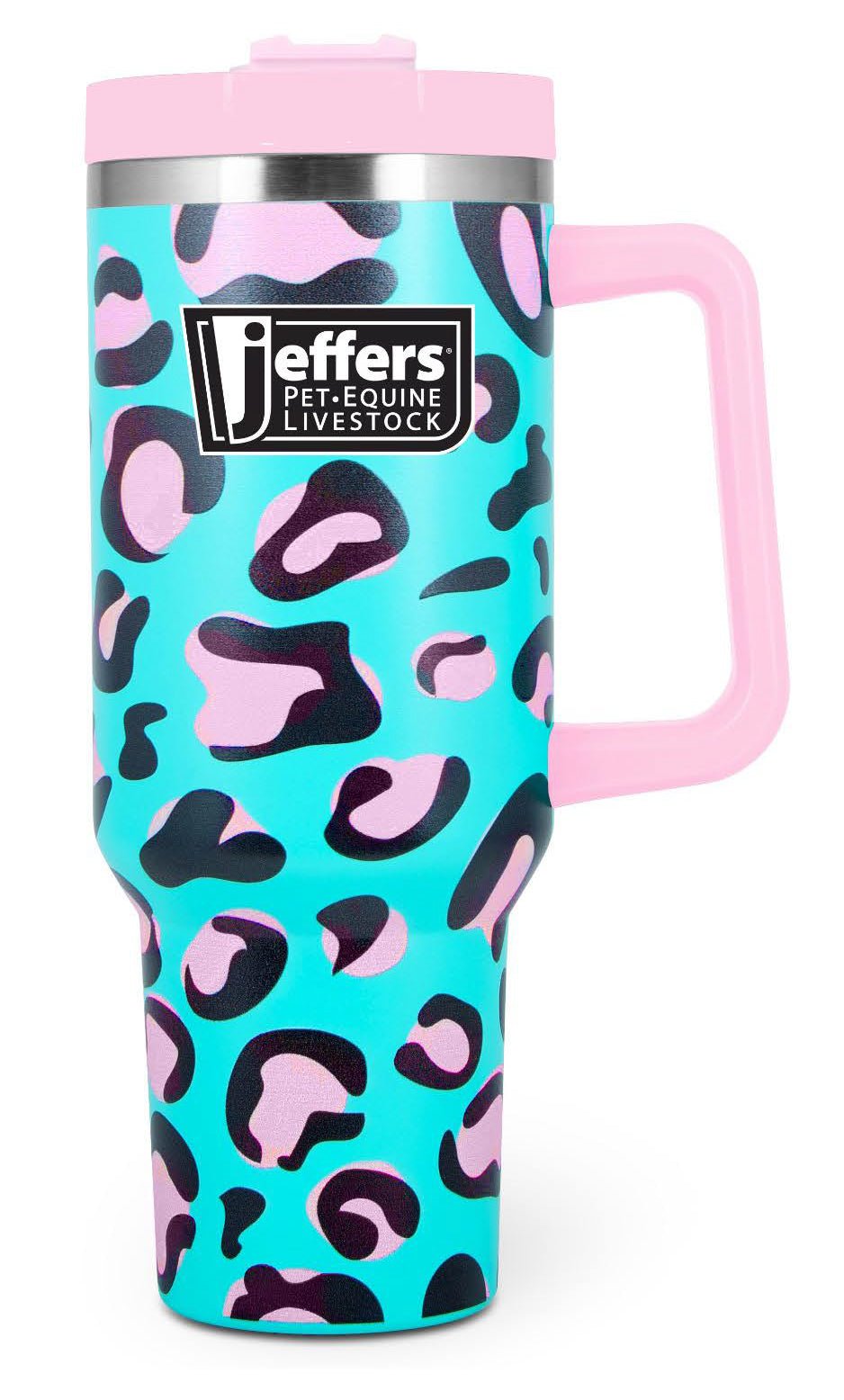 Jeffers Expression Stainless Steel Lidded Tumbler with Handle, 40 oz (Straw Included)