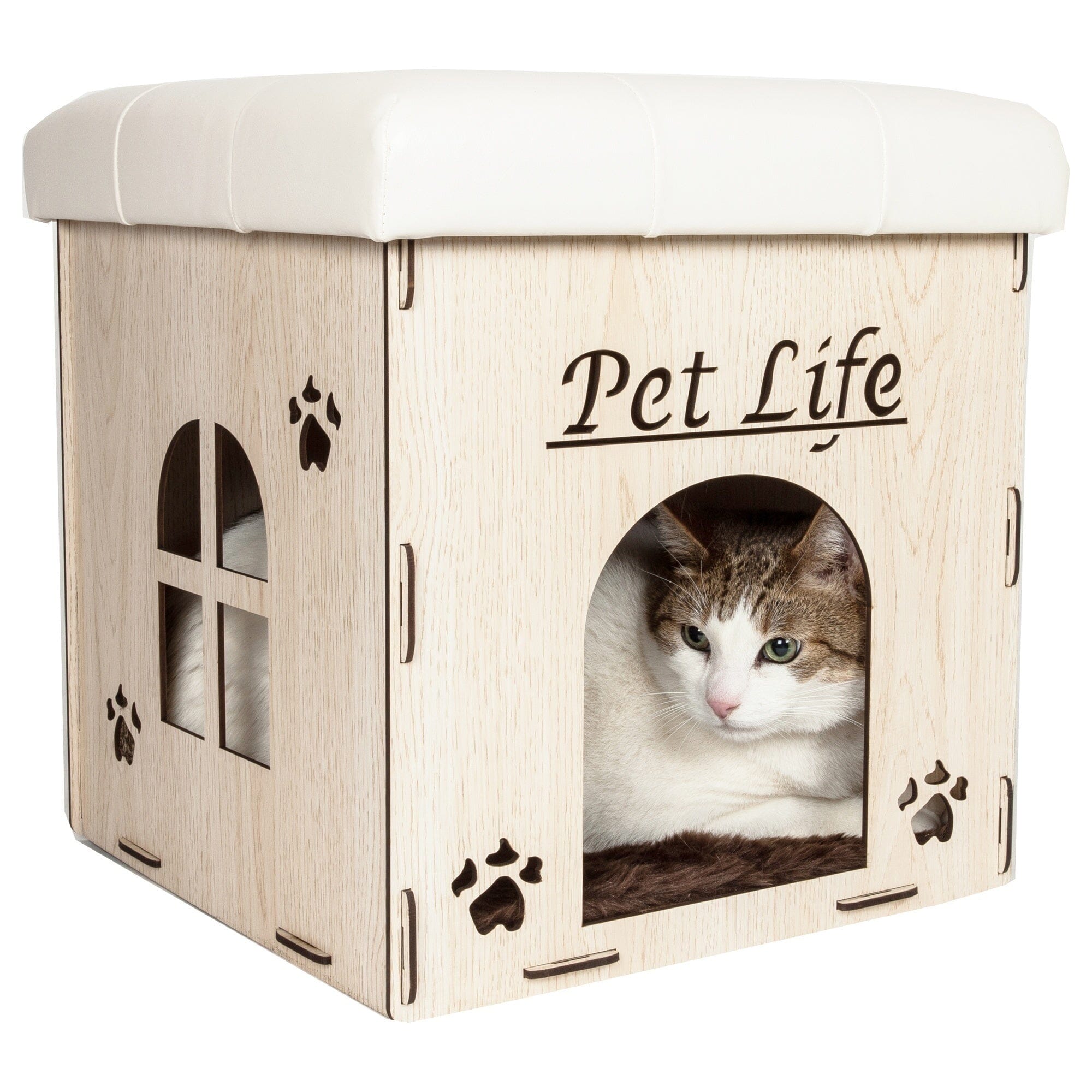 Pet Life ® 'Kitty Kallapse' Collapsible Folding Kitty Cat House Tree Bed Ottoman Bench Furniture