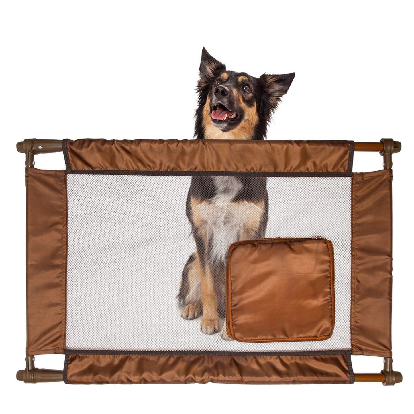 Pet Life ® 'Porta Gate' Anti-Drilling Nylon Mesh Collapsible Folding Travel Safety Pet Cat Dog Gate w/ Zippered Entrance